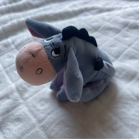 Vintage 2000s disney Winnie the Pooh Eeyore plush rattle baby infant purple tag - Picture 1 of 4